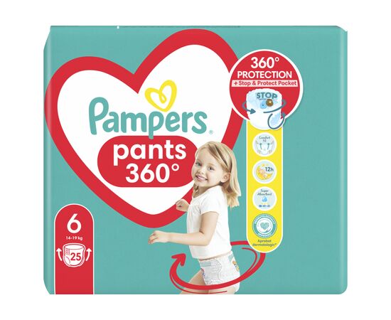 Подгузники Pampers трусики Pants Giant Розмір 6 (14-19 кг) 25 шт (8006540069745), изображение 2