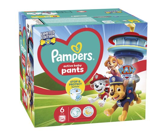 Подгузник Pampers Extra Large Размер 6 (14-19 кг) Paw Patrol 60 шт (8006540863657), изображение 2 Подгузник Pampers Extra Large Размер 6 (14-19 кг) Paw Patrol 60 шт (8006540863657), изображение 2