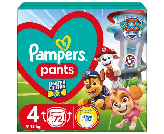 Подгузник Pampers Maxi Размер 4 (9-15 кг) Paw Patrol 72 шт (8006540863572)