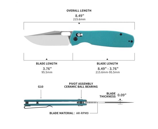 Нож CJRB Prado Aqua Green (J1936-AG), изображение 6