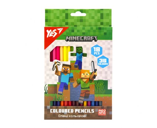 Олівці кольорові Yes Minecraft 18 шт 36 кол. (290768)