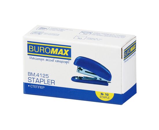 Степлер Buromax пластиковый МИНИ, 10 листов, (скобы №10), 61 х 36 х 23 мм, черный (BM.4125-01), изображение 5