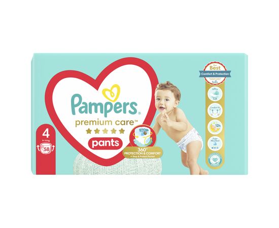 Подгузники Pampers Premium Care Pants Maxi Размер 4 (9-15 кг), 58 шт (8001090759993), изображение 2
