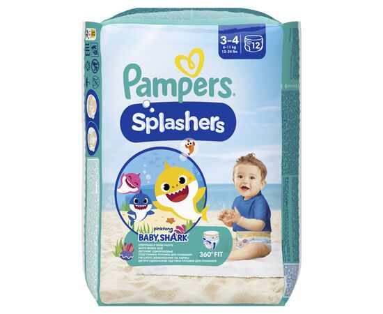Подгузник Pampers для плавания Splashers Размер 3-4 (6-11 кг) 12 шт (8001090698346), изображение 2 Подгузник Pampers для плавания Splashers Размер 3-4 (6-11 кг) 12 шт (8001090698346), изображение 2
