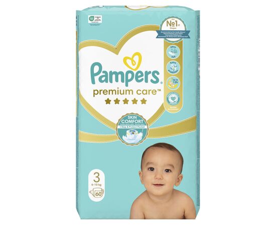 Подгузник Pampers Premium Care Midi Размер 3 (6-10 кг), 60 шт (4015400274780), изображение 2 Подгузник Pampers Premium Care Midi Размер 3 (6-10 кг), 60 шт (4015400274780), изображение 2