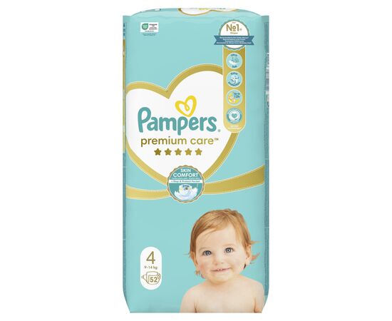 Подгузник Pampers Premium Care Maxi Размер 4 (9-14 кг) 52 шт (4015400278818), изображение 2 Подгузник Pampers Premium Care Maxi Размер 4 (9-14 кг) 52 шт (4015400278818), изображение 2