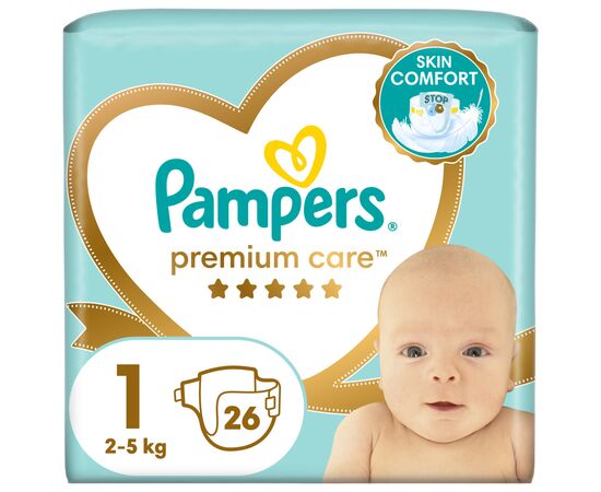 Подгузник Pampers Premium Care New Born Размер 1 (2-5 кг) 26 шт (8001841104614)