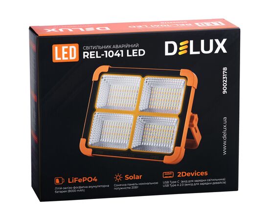 Прожектор Delux REL-1041 ( 3.7V 8000mAh) 288 LED 20Вт IP65 (90023178), изображение 5 Прожектор Delux REL-1041 ( 3.7V 8000mAh) 288 LED 20Вт IP65 (90023178), изображение 5