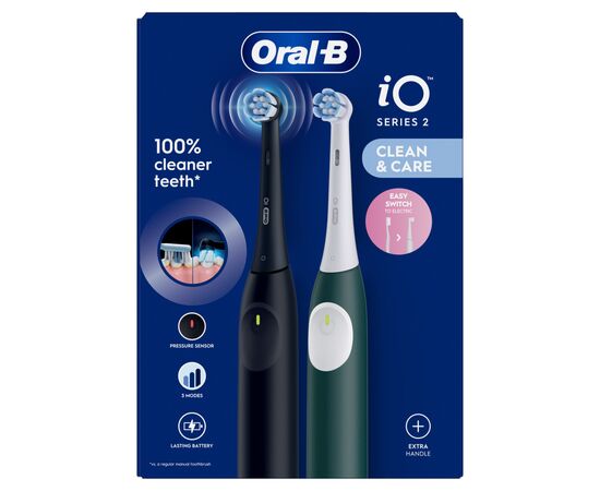 Електрична зубна щітка Oral-B iO2 Series Night Black / Forest Green + Extra Handle, зображення 7 Електрична зубна щітка Oral-B iO2 Series Night Black / Forest Green + Extra Handle, зображення 7