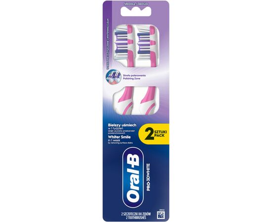 Зубная щетка Oral-B Pro 3D White Отбеливание Средней жесткости 2 шт. (8700216459761)