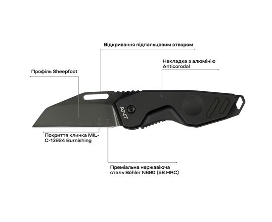 Нож Extrema Ratio ANT BB Black (04.1000.0467/BLK/BLK), изображение 6 Нож Extrema Ratio ANT BB Black (04.1000.0467/BLK/BLK), изображение 6