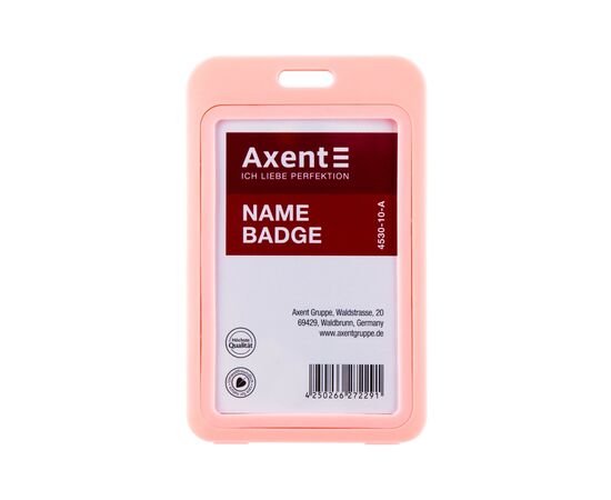 Бейдж Axent вертикальный, PP, 50х85мм, розовый (4530-10-A)