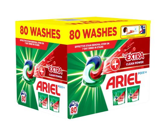 Капсулы для стирки Ariel Pods All-in-1 + Сила экстраочистки 80 шт. (8700216580991), изображение 2 Капсулы для стирки Ariel Pods All-in-1 + Сила экстраочистки 80 шт. (8700216580991), изображение 2