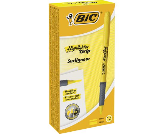 Маркер Bic текстовиділювач Grip, жовтий (bc811935), зображення 3 Маркер Bic текстовиділювач Grip, жовтий (bc811935), зображення 3