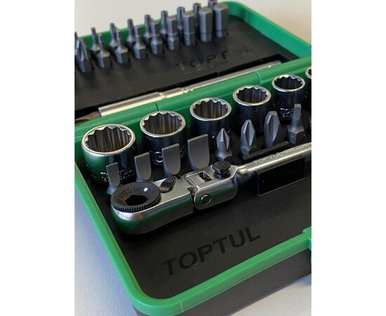 Набор инструментов Toptul и головок с трещоткой 1/4" 41шт. (12-гр.) (GADW4502), изображение 7 Набор инструментов Toptul и головок с трещоткой 1/4" 41шт. (12-гр.) (GADW4502), изображение 7