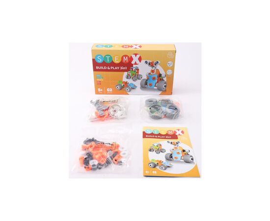 Конструктор Stem с болтами Build&Play 3 в 1 на 62 детали (3858894673261), изображение 6 Конструктор Stem с болтами Build&Play 3 в 1 на 62 детали (3858894673261), изображение 6