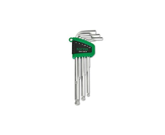 Ключ Toptul Г-образный шестигранный 1,5-10мм 9шт. длинных с шаром (GSN-09LB)