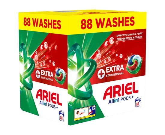 Капсулы для стирки Ariel Pods+ All-in-1 Extra Stain Removal Экстрасила выведение пятен 88 шт. (8700216764353), изображение 2 Капсулы для стирки Ariel Pods+ All-in-1 Extra Stain Removal Экстрасила выведение пятен 88 шт. (8700216764353), изображение 2