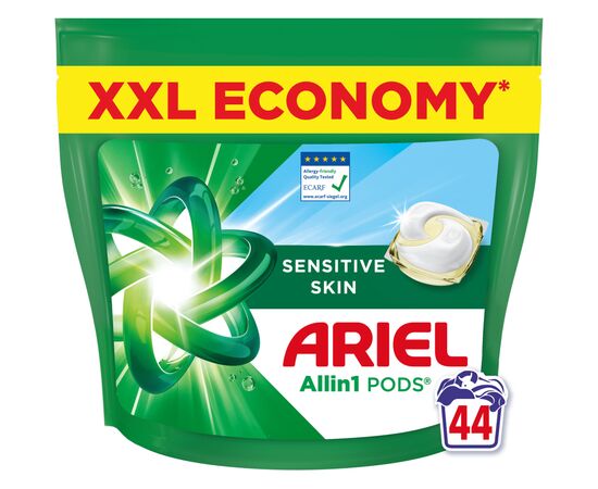 Капсулы для стирки Ariel Pods All-in-1 Sensitive Skin Для чувствительной кожи 44 шт. (8700216765923), изображение 2 Капсулы для стирки Ariel Pods All-in-1 Sensitive Skin Для чувствительной кожи 44 шт. (8700216765923), изображение 2
