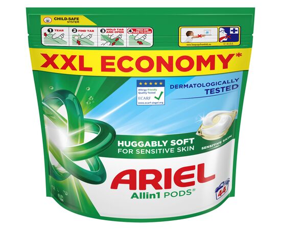 Капсули для прання Ariel Pods All-in-1 Sensitive Skin Для чутливої шкіри 44 шт. (8700216765923)