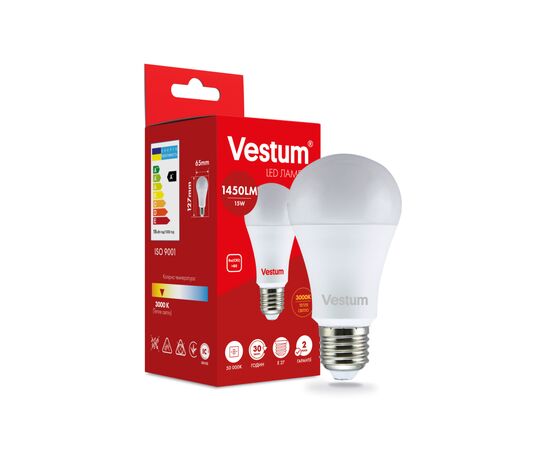 Лампочка Vestum LED A65 15W 3000K 220V E27 (1-VS-1102)