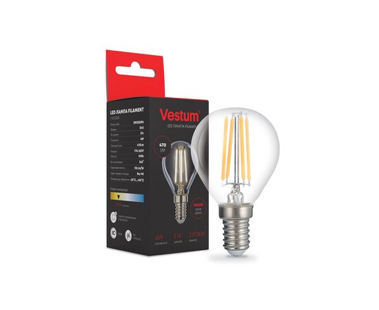 Лампочка Vestum LED филамент G45 Е14 4Вт 220V 3000К (1-VS-2226)