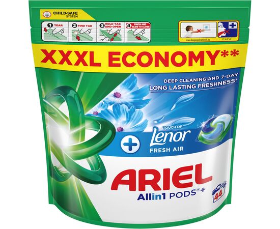 Капсулы для стирки Ariel Pods+ All-in-1 Touch of Lenor Прикосновение свежего воздуха Lenor 44 шт (8700216765077)