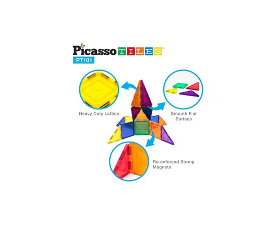 Конструктор Picasso магнитный Tiles Magnetic Building Blocks 101 деталь (817338022402), изображение 5 Конструктор Picasso магнитный Tiles Magnetic Building Blocks 101 деталь (817338022402), изображение 5