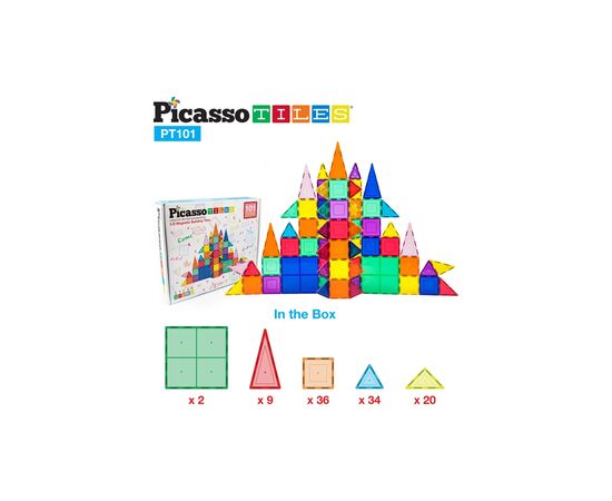 Конструктор Picasso магнитный Tiles Magnetic Building Blocks 101 деталь (817338022402), изображение 6 Конструктор Picasso магнитный Tiles Magnetic Building Blocks 101 деталь (817338022402), изображение 6