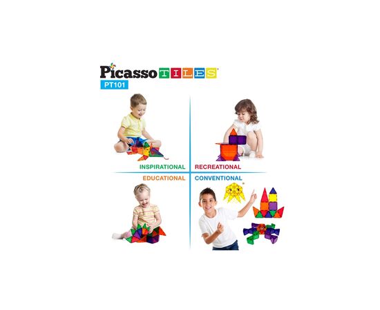 Конструктор Picasso магнитный Tiles Magnetic Building Blocks 101 деталь (817338022402), изображение 7 Конструктор Picasso магнитный Tiles Magnetic Building Blocks 101 деталь (817338022402), изображение 7