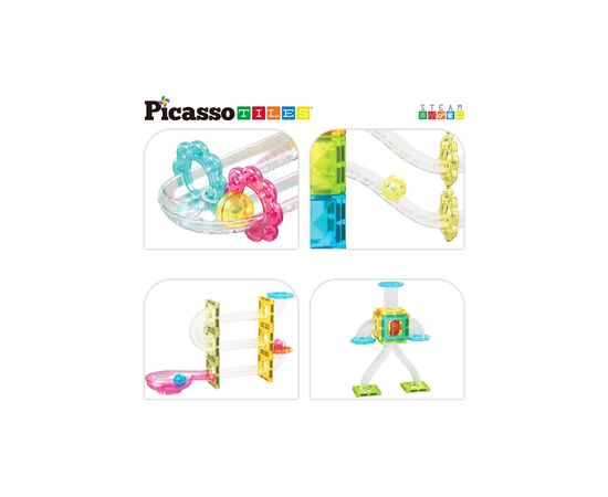 Конструктор Picasso магнитный Tiles Mini Diamond Marble Run Track Set 60 деталей (817338028299), изображение 5 Конструктор Picasso магнитный Tiles Mini Diamond Marble Run Track Set 60 деталей (817338028299), изображение 5