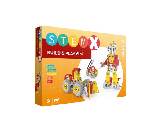 Конструктор Stem с болтами Build&Play 6 в 1 на 196 деталей (3858894673285)