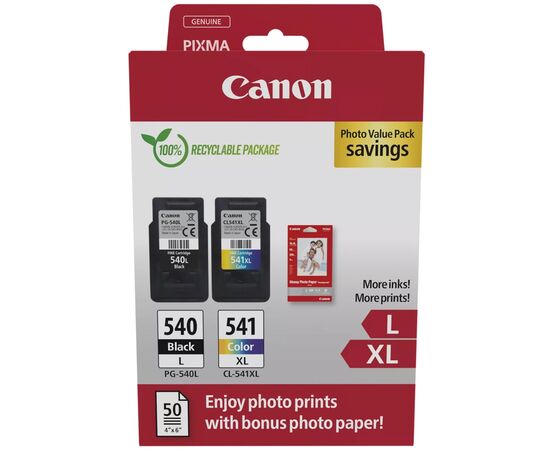 Картридж Canon PG-540 Multipack PG-540L/CL541XL BK, Color +Glossy Photo Paper (5224B012)