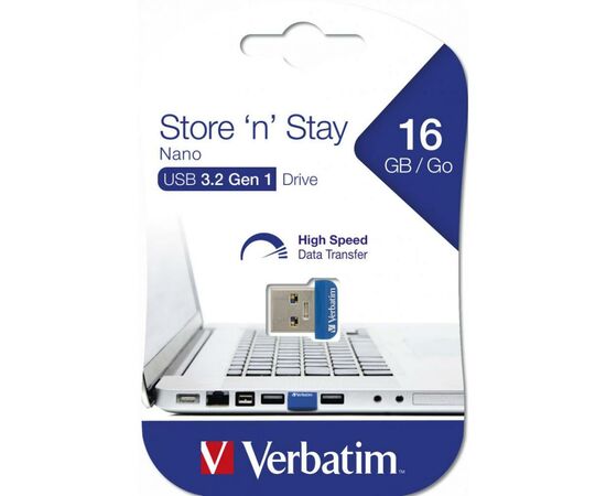 USB флеш накопитель Verbatim 16GB Store 'n' Stay NANO Blue USB 3.0 (98709), изображение 5 USB флеш накопитель Verbatim 16GB Store 'n' Stay NANO Blue USB 3.0 (98709), изображение 5