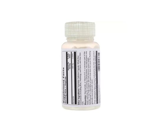 Вітамін Solaray Ніацинамід (В3), Niacinamide, 500 мг, 100 капсул (SOR-04365), зображення 2 Вітамін Solaray Ніацинамід (В3), Niacinamide, 500 мг, 100 капсул (SOR-04365), зображення 2