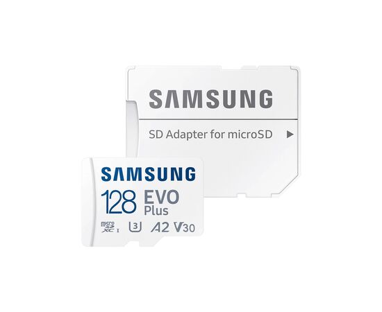 Карта памяти Samsung 128 GB microSDXC Class 10 UHS-I U3 V30 A2 EVO Plus+SD Adapte (MC128SA/EU)