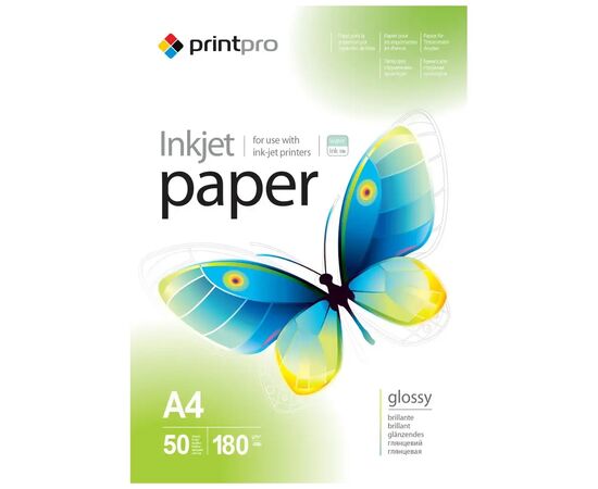 Фотобумага PrintPro A4 180g/m glossy, 50sh (PGE180050A4_OEM)