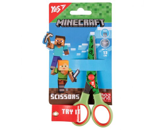 Ножницы Yes Minecraft 13см с принтом на лезвии зеленые (480436)