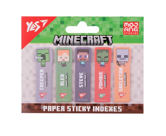Стікер-закладка Yes Minecraft паперові 55х15 мм, 100 шт (5x20) (170409)