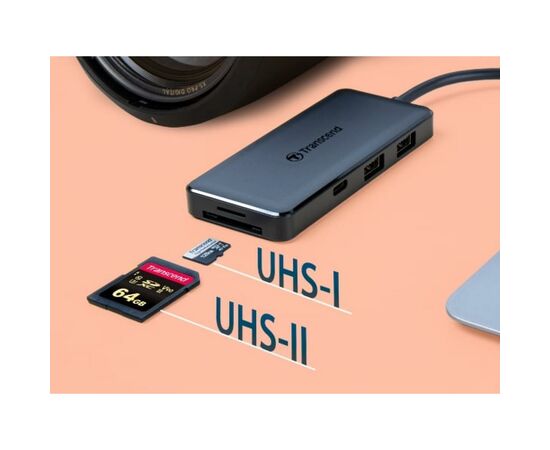 Концентратор Transcend Type-C HUB 6 ports microSD/SD Black (TS-HUB5C), изображение 4 Концентратор Transcend Type-C HUB 6 ports microSD/SD Black (TS-HUB5C), изображение 4