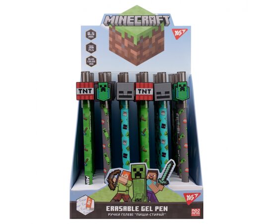Ручка гелевая Yes пиши-стирай Minecraft 0,5 мм, синяя (420378), изображение 4 Ручка гелевая Yes пиши-стирай Minecraft 0,5 мм, синяя (420378), изображение 4