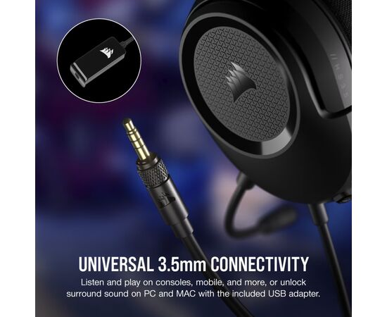 Навушники Corsair HS35 Surround v2 Multiplatform Gaming Carbon (CA-9011386-EU), зображення 3 Навушники Corsair HS35 Surround v2 Multiplatform Gaming Carbon (CA-9011386-EU), зображення 3