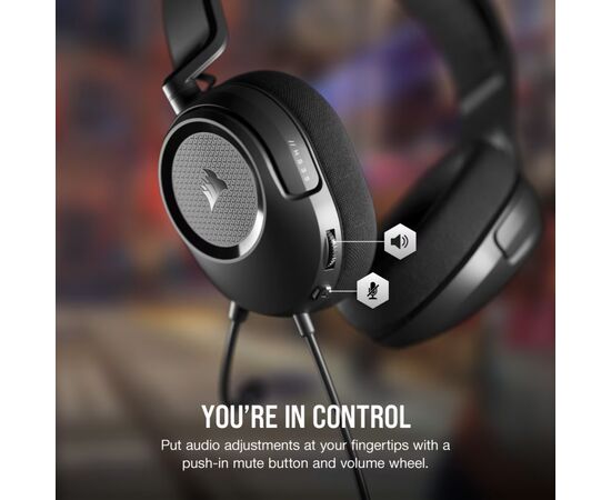Навушники Corsair HS35 Surround v2 Multiplatform Gaming Carbon (CA-9011386-EU), зображення 7 Навушники Corsair HS35 Surround v2 Multiplatform Gaming Carbon (CA-9011386-EU), зображення 7