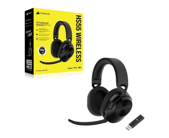Наушники Corsair HS55 Wireless Gaming Dolby 7.1 Carbon (CA-9011280-EU), изображение 5 Наушники Corsair HS55 Wireless Gaming Dolby 7.1 Carbon (CA-9011280-EU), изображение 5