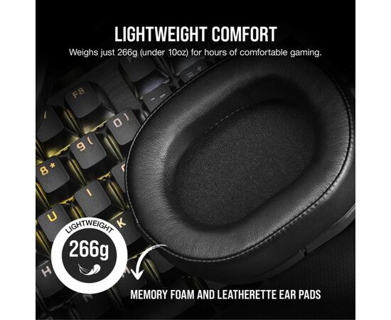 Наушники Corsair HS55 Wireless Gaming Dolby 7.1 Carbon (CA-9011280-EU), изображение 7 Наушники Corsair HS55 Wireless Gaming Dolby 7.1 Carbon (CA-9011280-EU), изображение 7