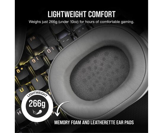 Наушники Corsair HS55 Wireless Gaming Dolby 7.1 White (CA-9011281-EU), изображение 7 Наушники Corsair HS55 Wireless Gaming Dolby 7.1 White (CA-9011281-EU), изображение 7