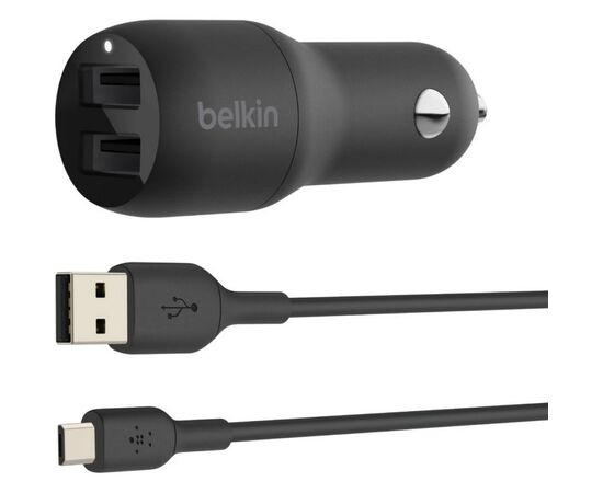 Зарядное устройство Belkin Car Charger 24W Dual USB-A, USB-A - MicroUSB, 1m, black (CCE002BT1MBK), изображение 6 Зарядное устройство Belkin Car Charger 24W Dual USB-A, USB-A - MicroUSB, 1m, black (CCE002BT1MBK), изображение 6