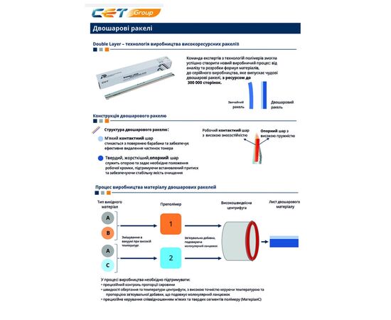 Лезо очищення Kyocera Mita ECOSYS P2235dn, DK1150, 200K, two-layer CET (CET281064), зображення 2 Лезо очищення Kyocera Mita ECOSYS P2235dn, DK1150, 200K, two-layer CET (CET281064), зображення 2