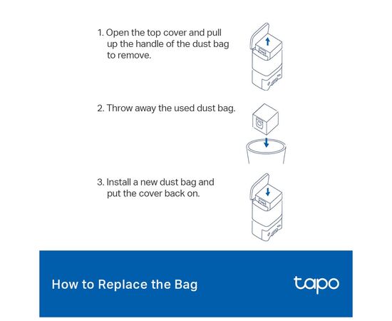 Мішок для пилососу TP-Link Tapo RVA200, зображення 5 Мішок для пилососу TP-Link Tapo RVA200, зображення 5