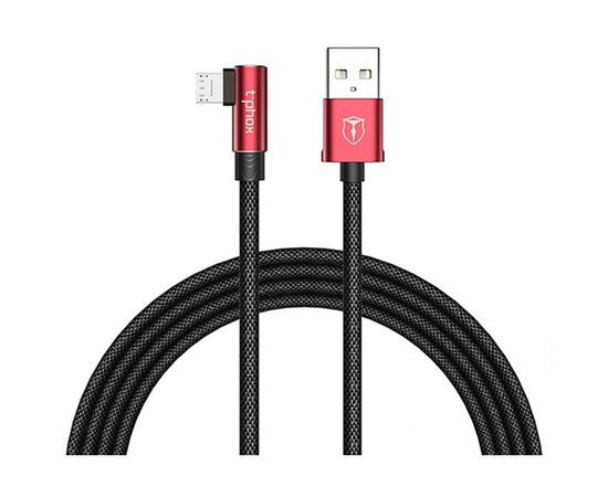 Дата кабель USB 2.0 AM to Micro 5P 1.2m 3A for Gaming Black/Red T-Phox (T-M804 Black/Red)